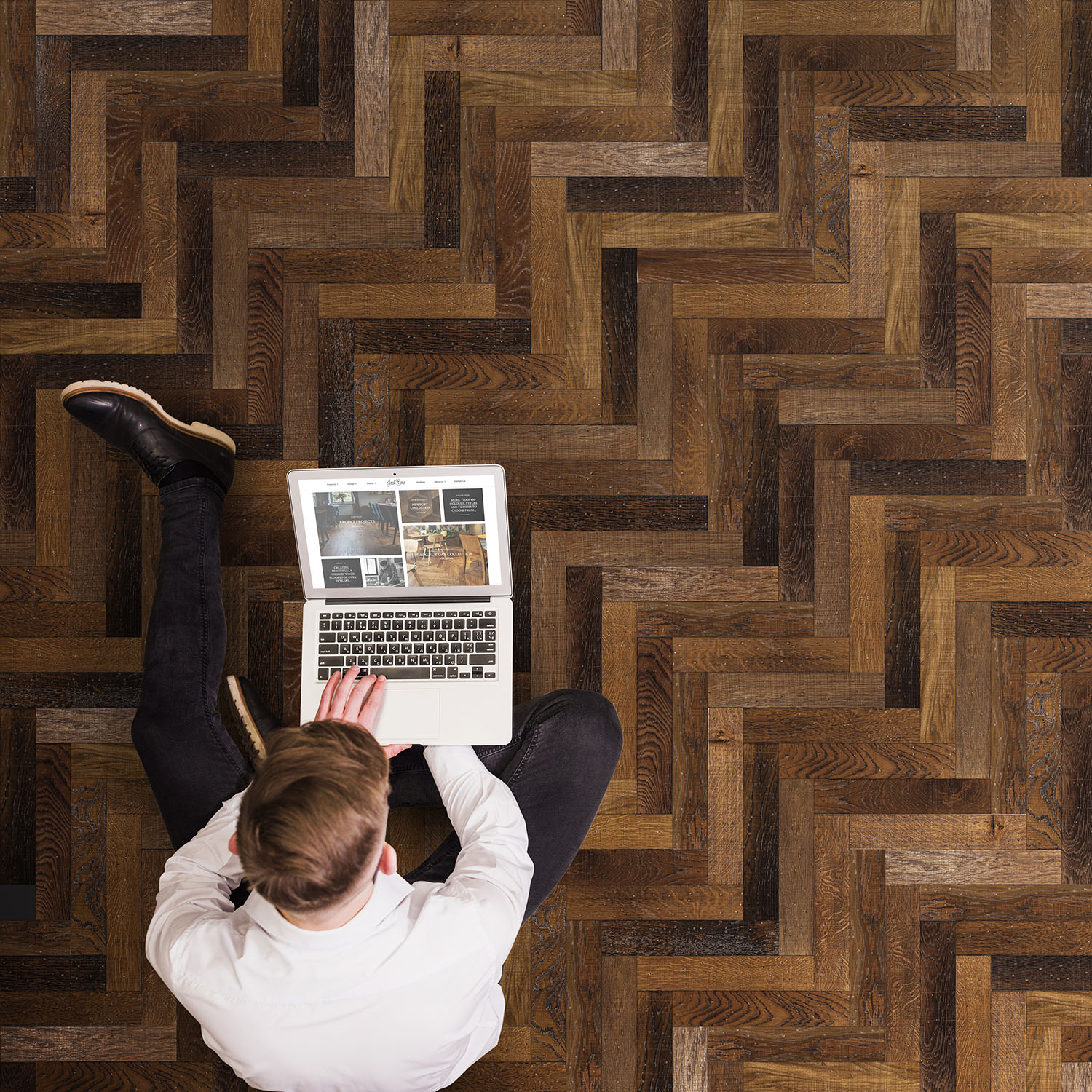 Ashby Collection - distressed herringbone oak floor