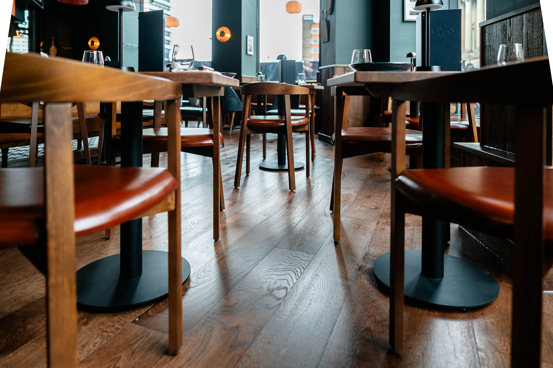 High-quality engineered oak floor in Birmingham steakhouse