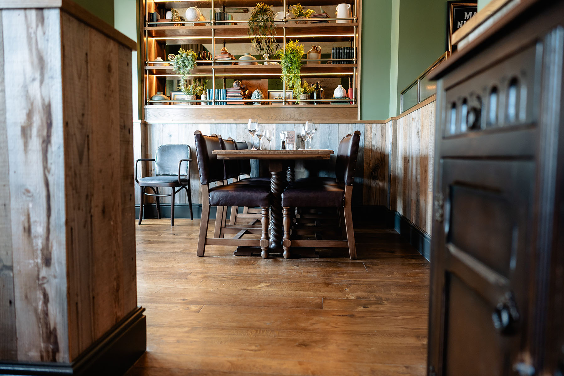Durable UV oil-finished engineered oak flooring in hospitality space.