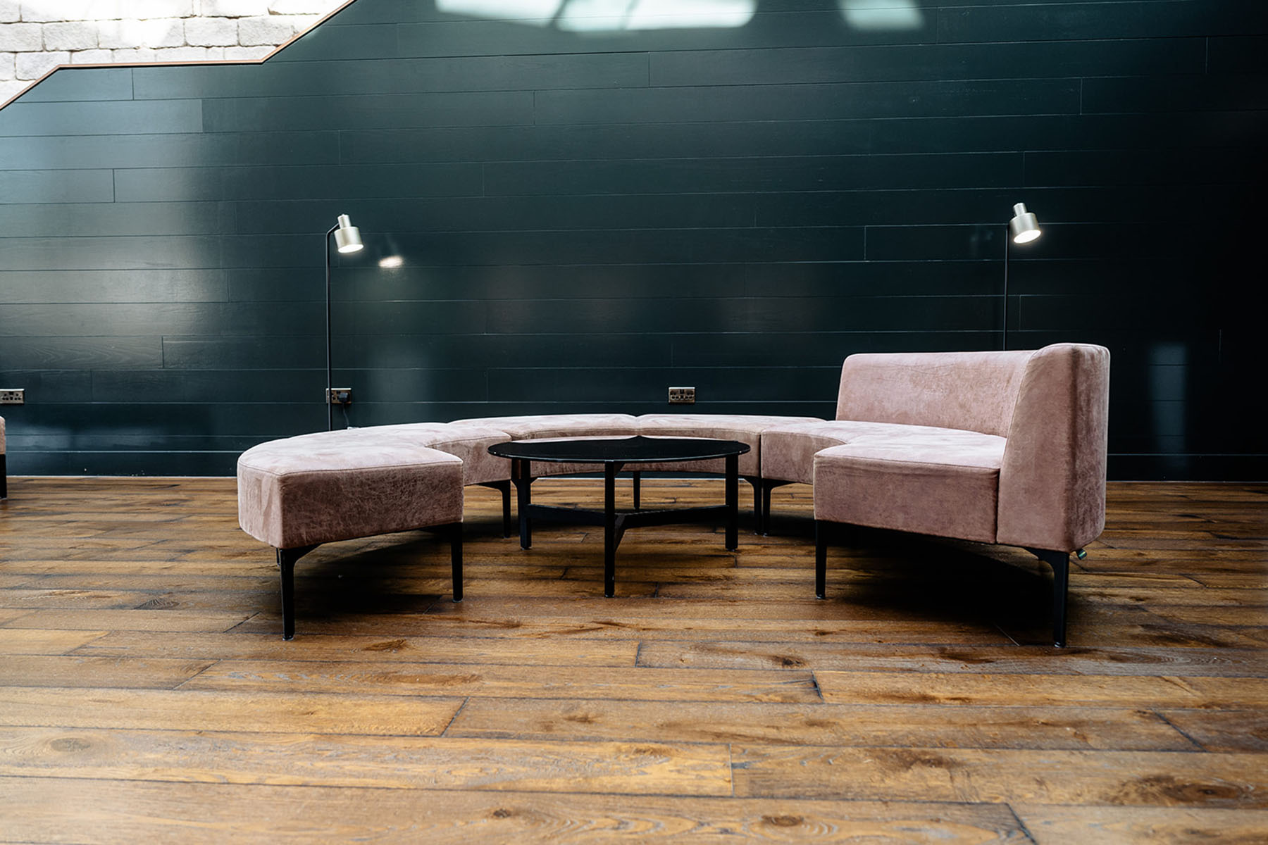 Traditional wood flooring in a hospitality setting.