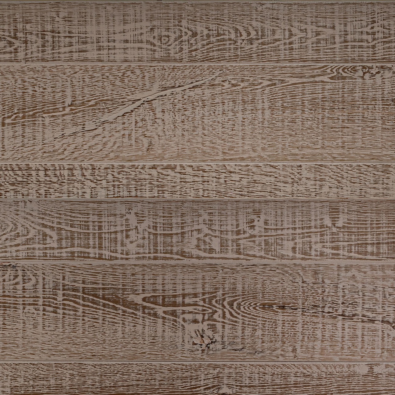 Garfield Terrace taupe-brown oak wall cladding with rustic texture.