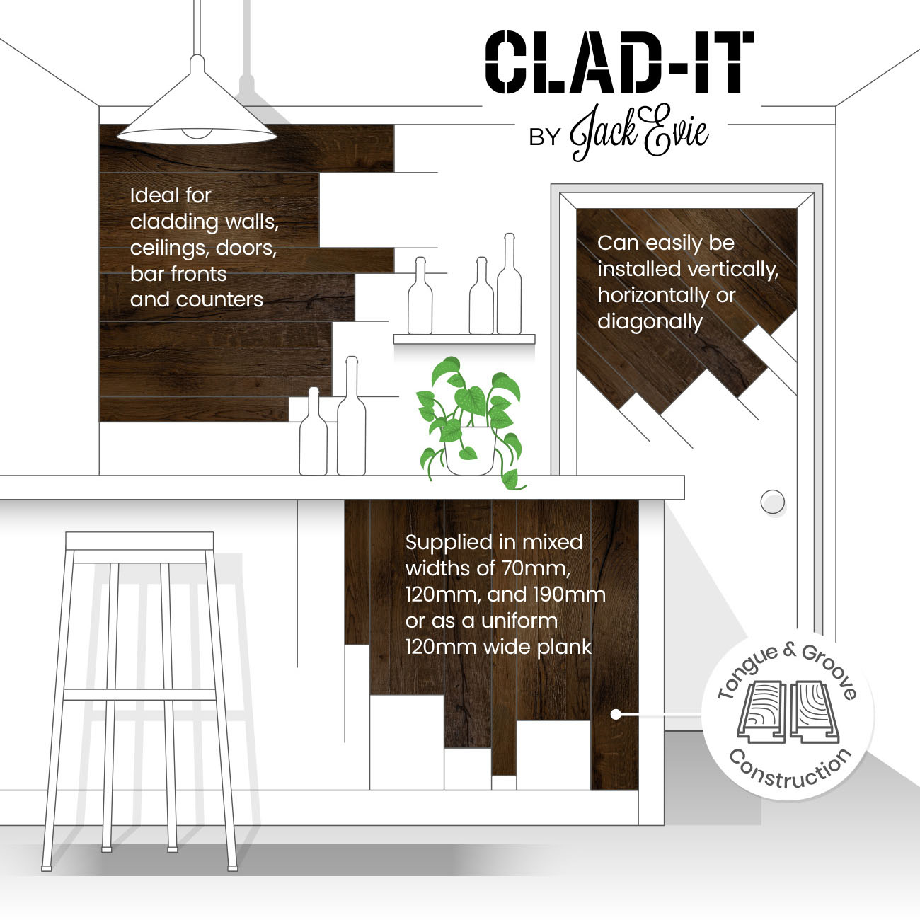 Villa Mews oak cladding panels diagram.
