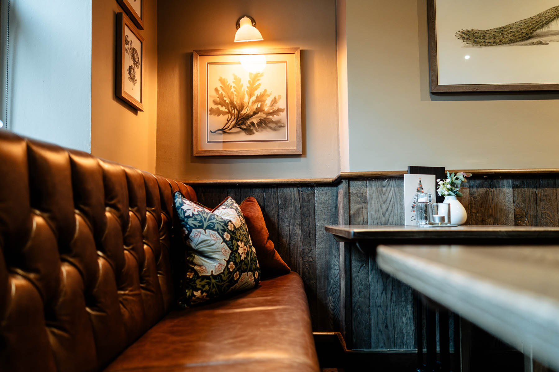 Danesmead oak wall cladding with mixed-width planks in bar interior