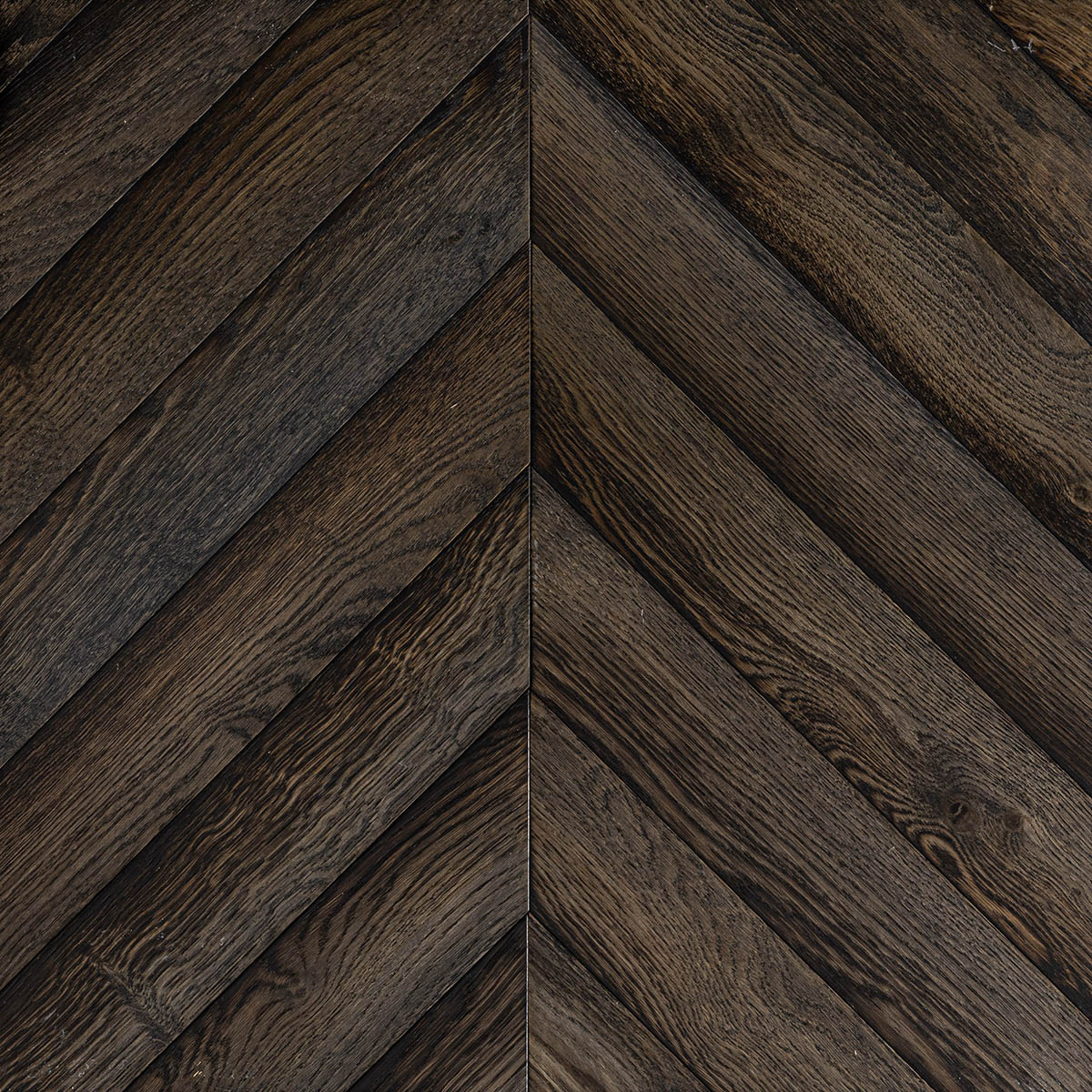 Chevron dark smoked oak engineered wood flooring