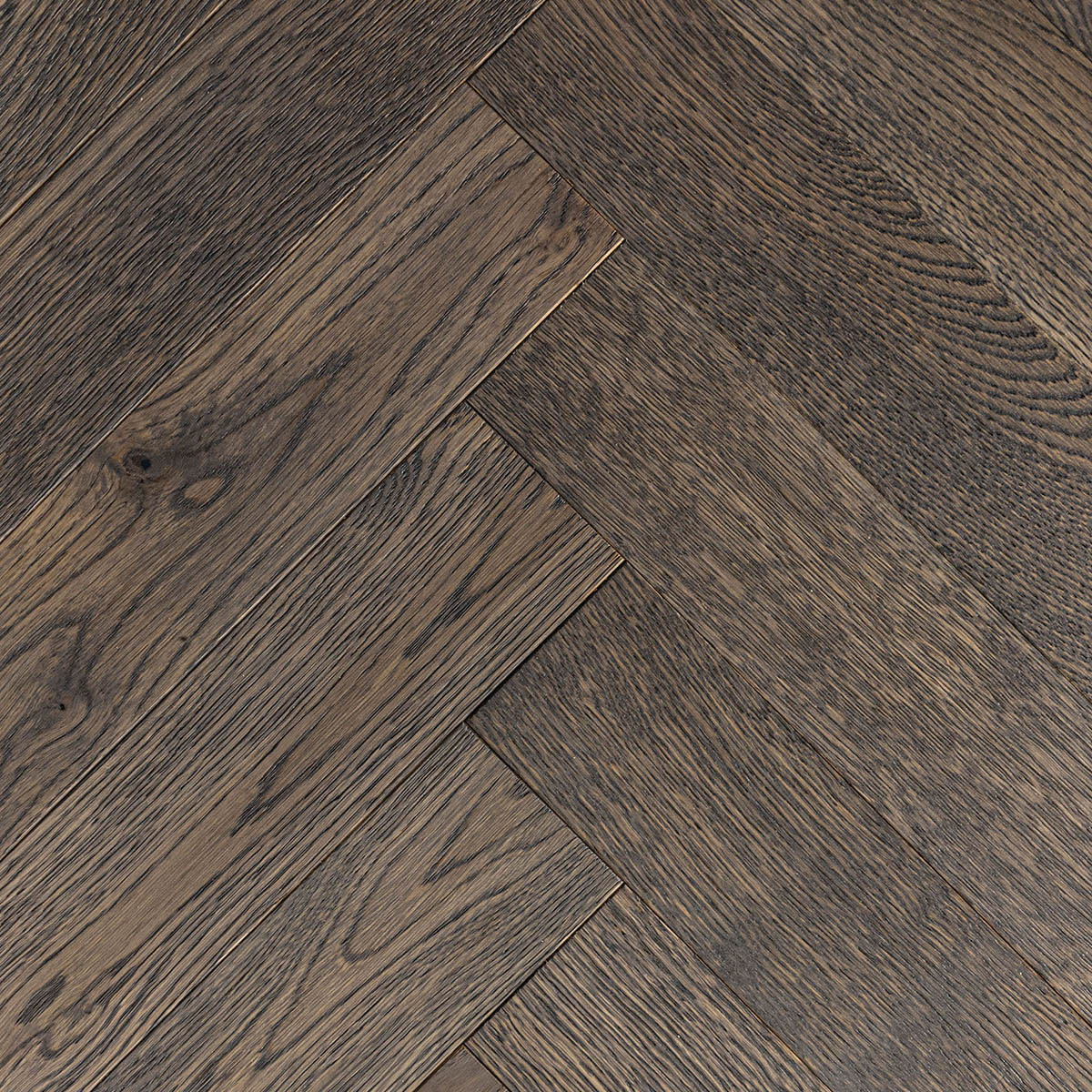 Modwen Park - Smokey Grey Herringbone Rustic Grade Oak