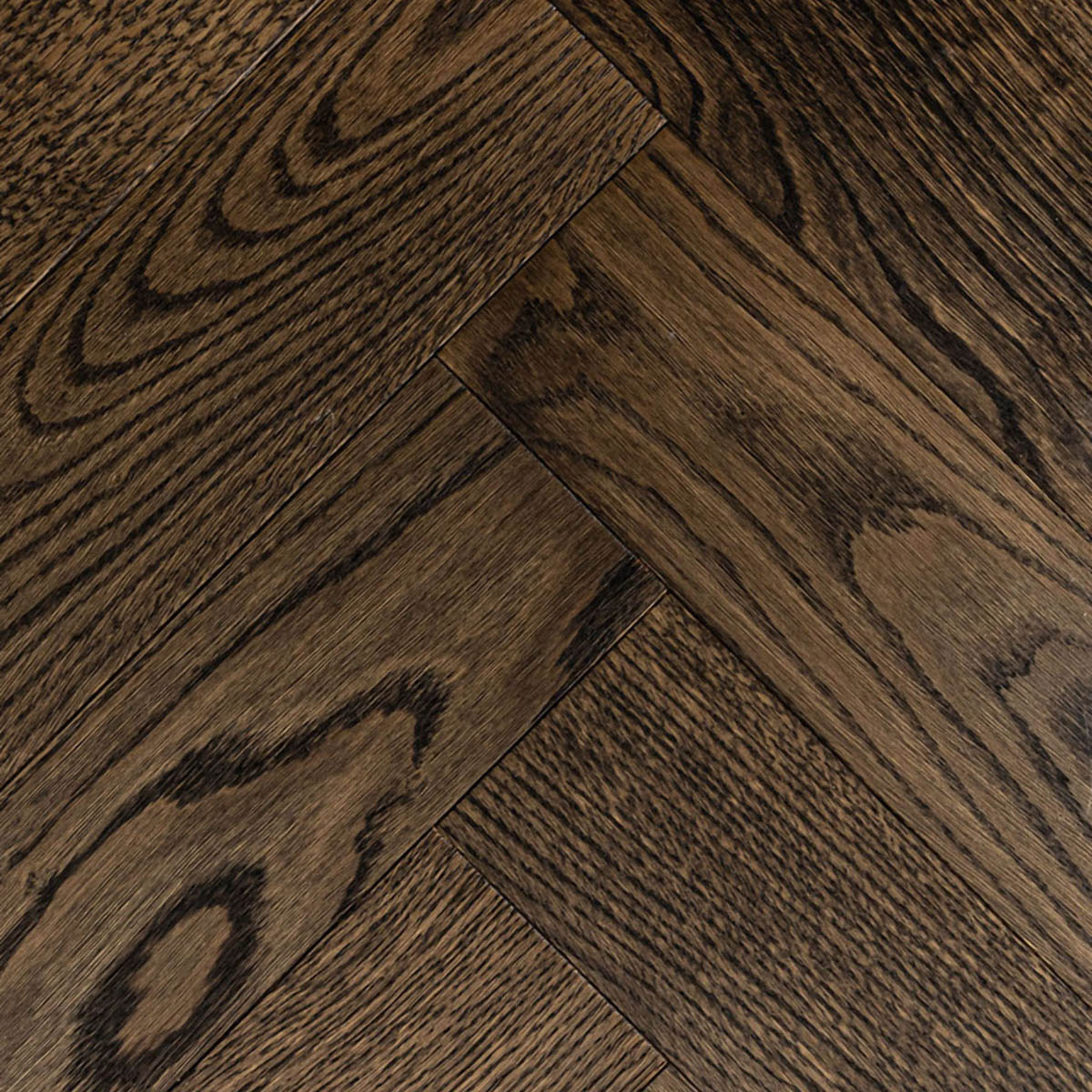 Perrin Lane - Dark Brown Herringbone Oak Floor 