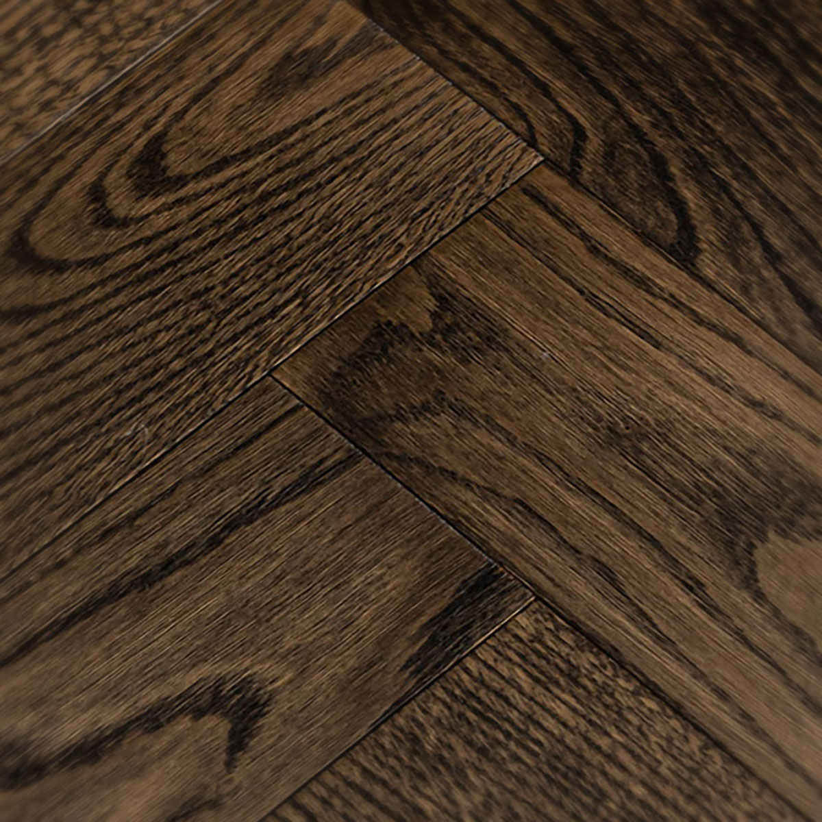 Perrin Lane - Dark Brown Herringbone Oak Floor 