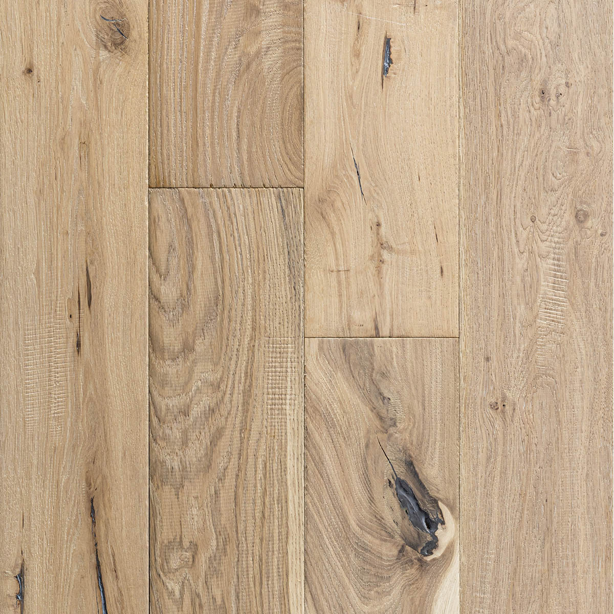 Rustic-grade European oak floor with a hand worked surface texture