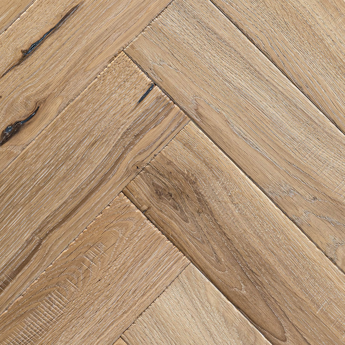 Rustic-grade European oak floor with a hand worked surface texture