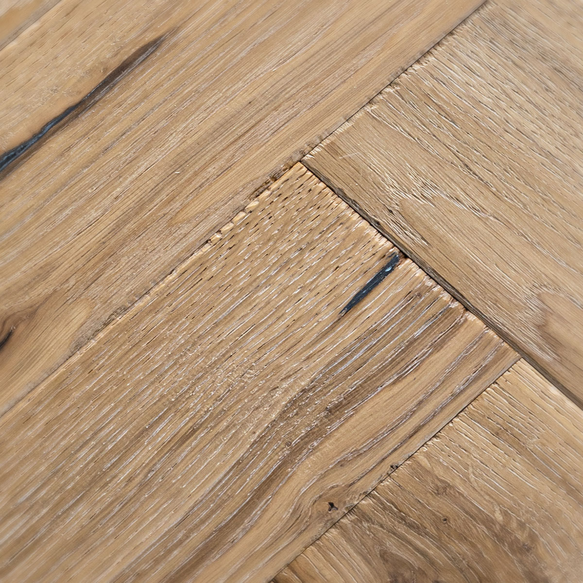 Rustic-grade European oak floor with a hand worked surface texture