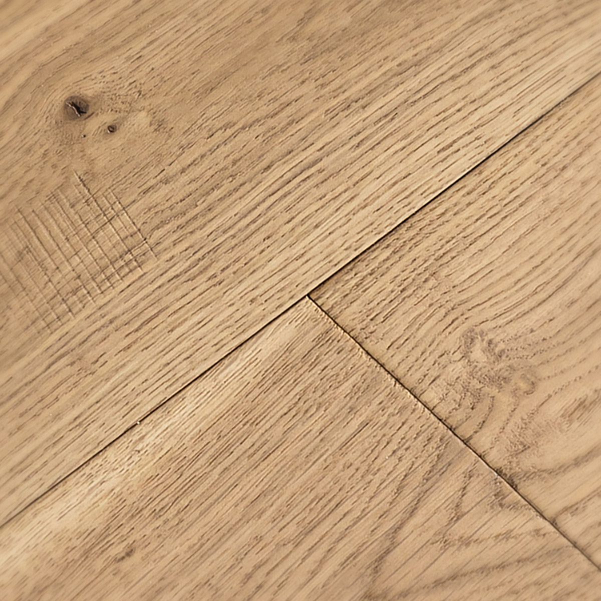 Rustic-grade European oak floor with a hand worked surface texture