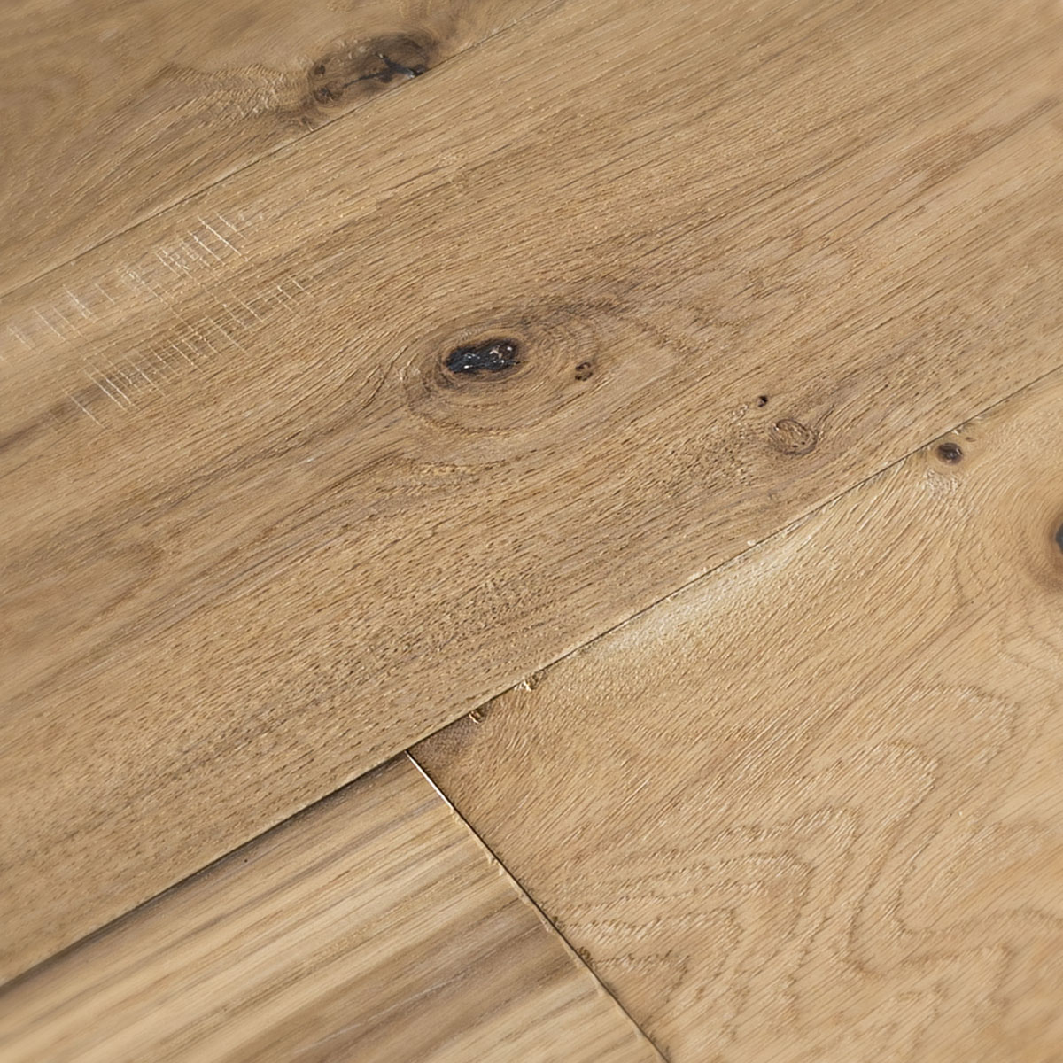 Rustic-grade European oak floor with a hand worked surface texture