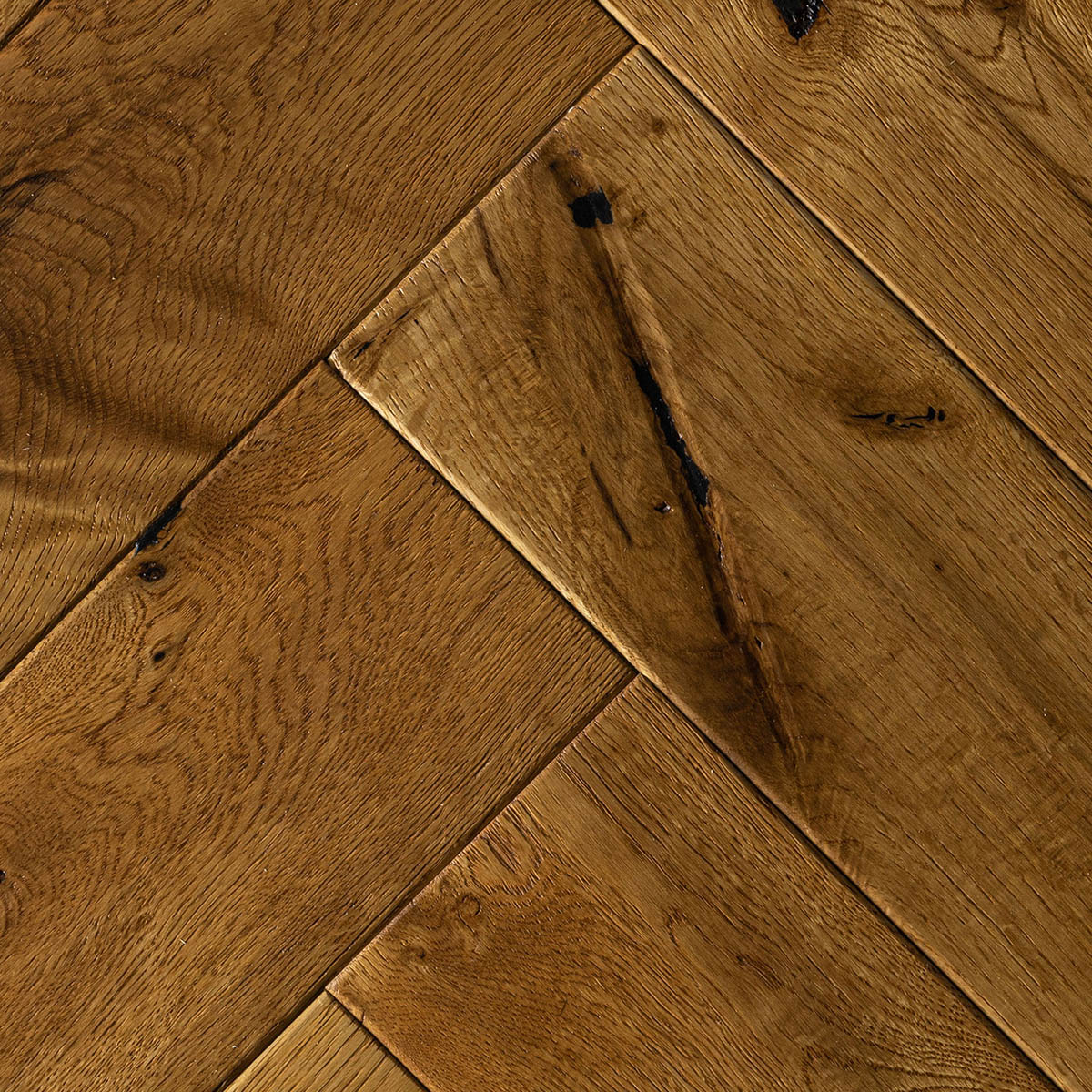 Cobbled Edged Oak Herringbone Floor 500mm x 120mm