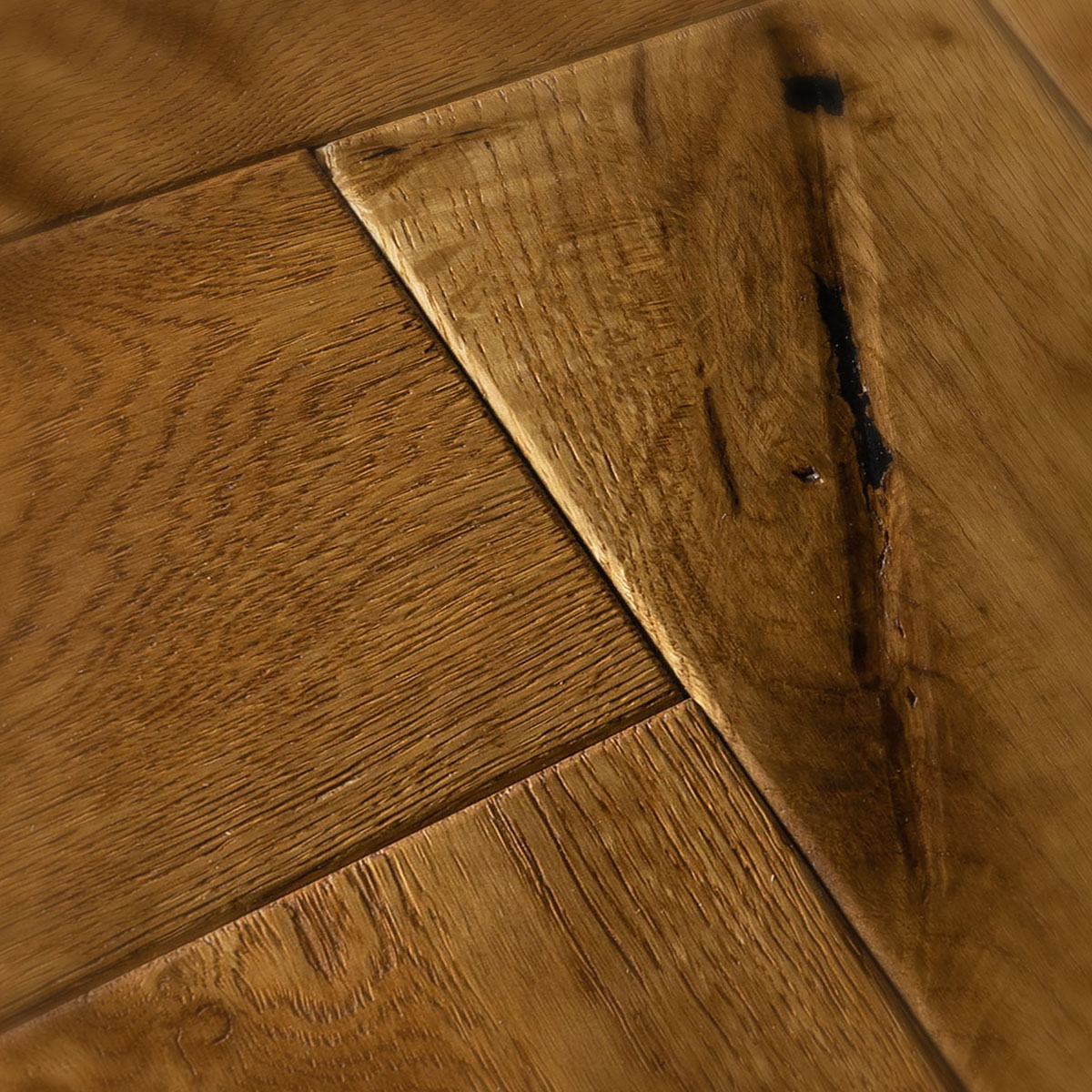 Cobbled Edged Oak Herringbone Floor 500mm x 120mm