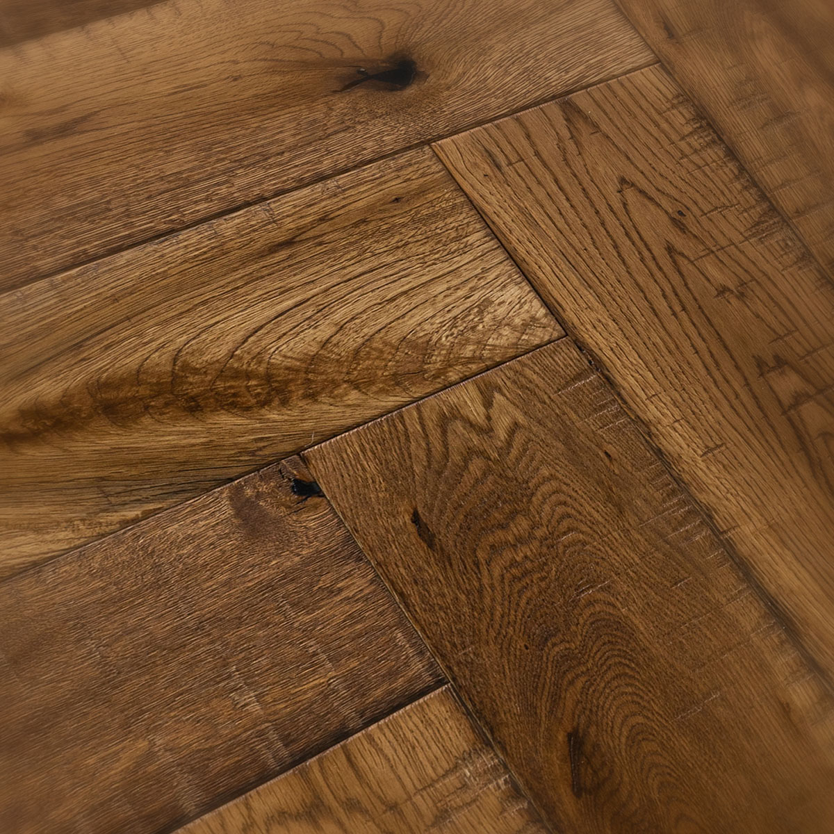 Hermit Street Herringbone - Rustic Grade, Distressed Engineered Oak Floor