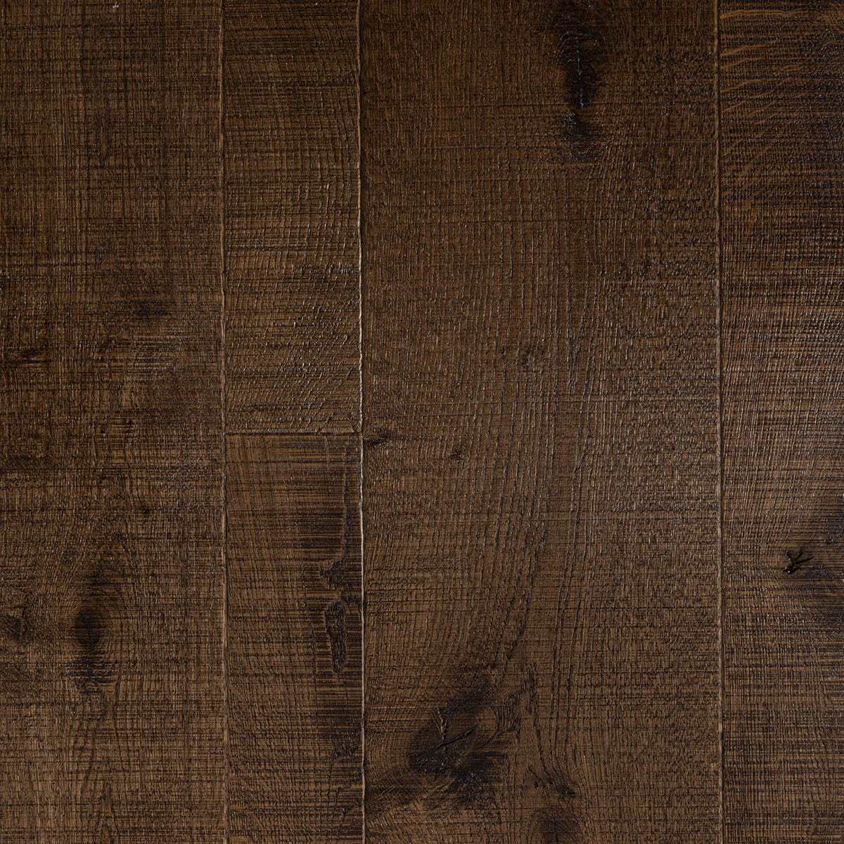 Chocolate brown oak mixed-width engineered wood flooring