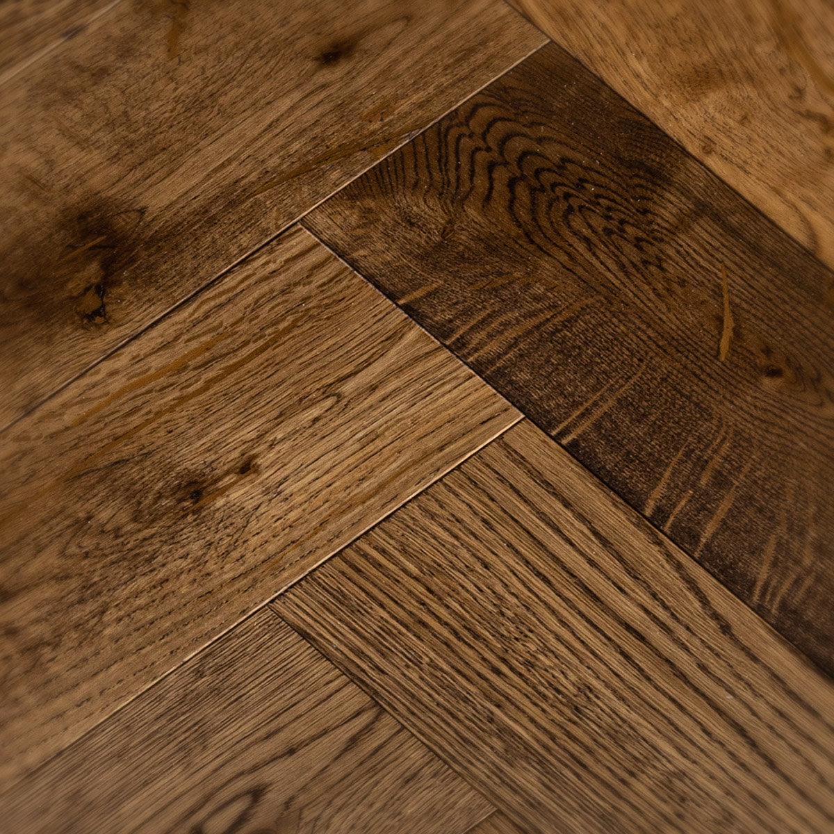 Natural-grade European oak floor finished with a walnut stain