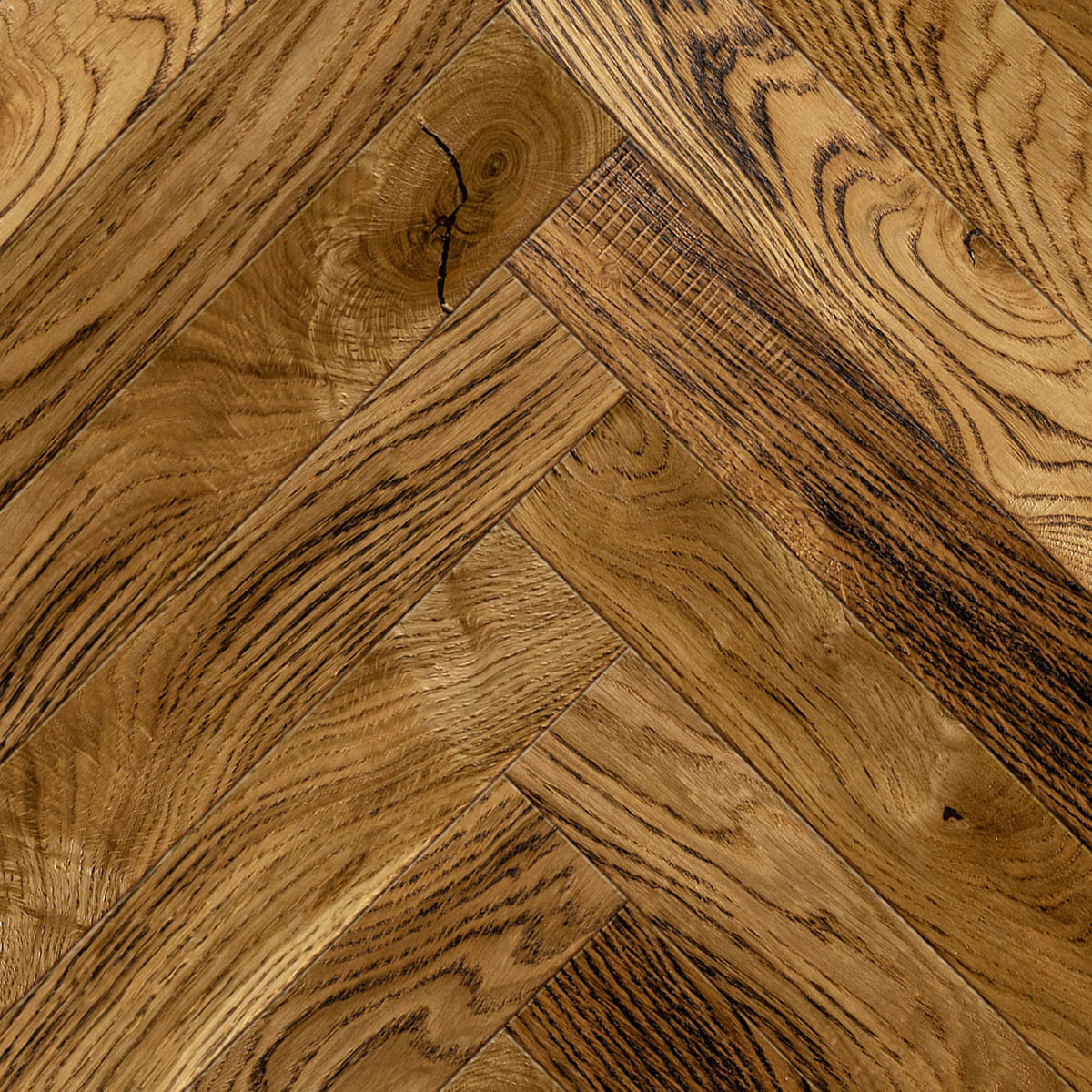 Hayfield Herringbone - Hand Distressed Rustic-Grade Oak Floor