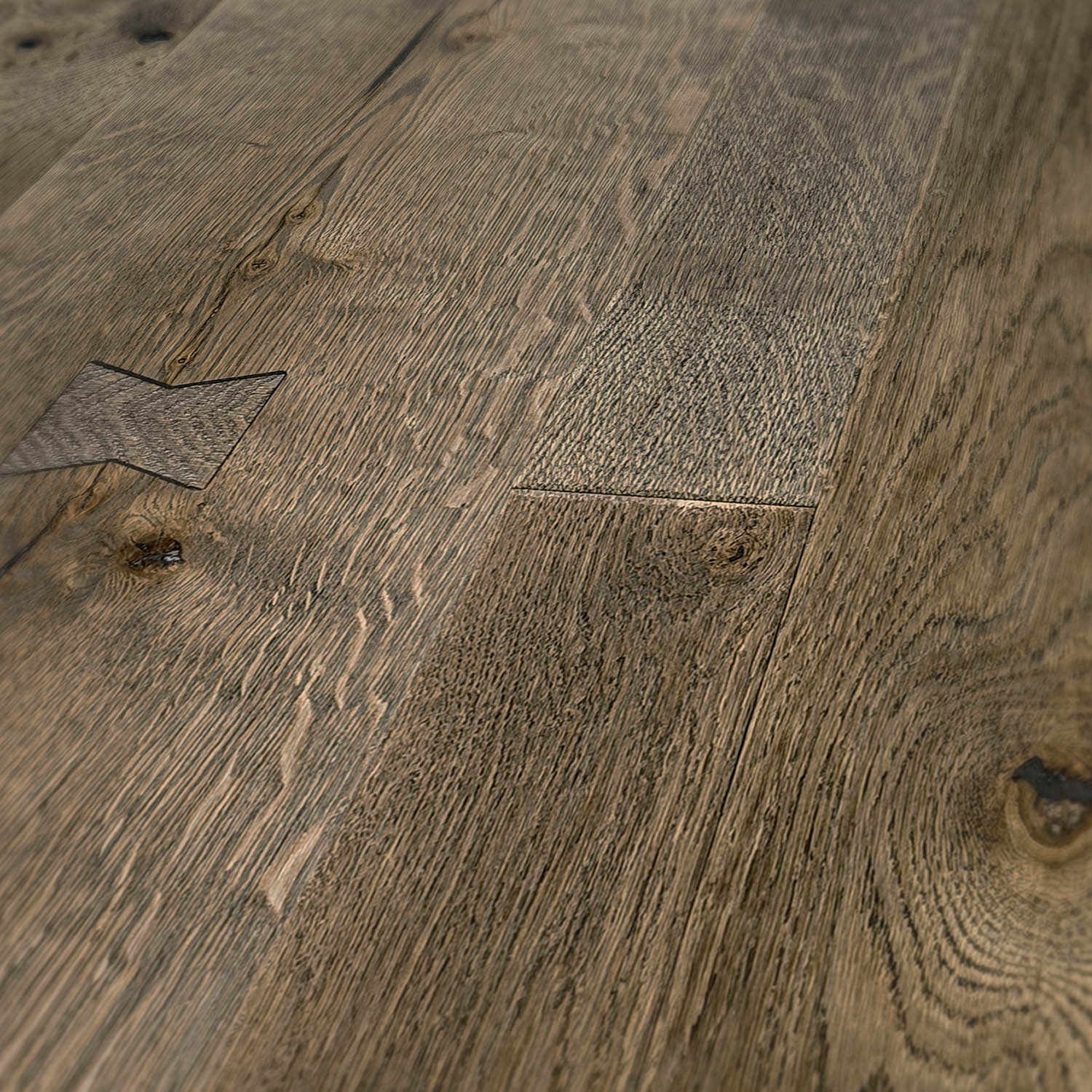 Exley Drive - Mixed Width Rustic-Grade Cobbled Edged Oak