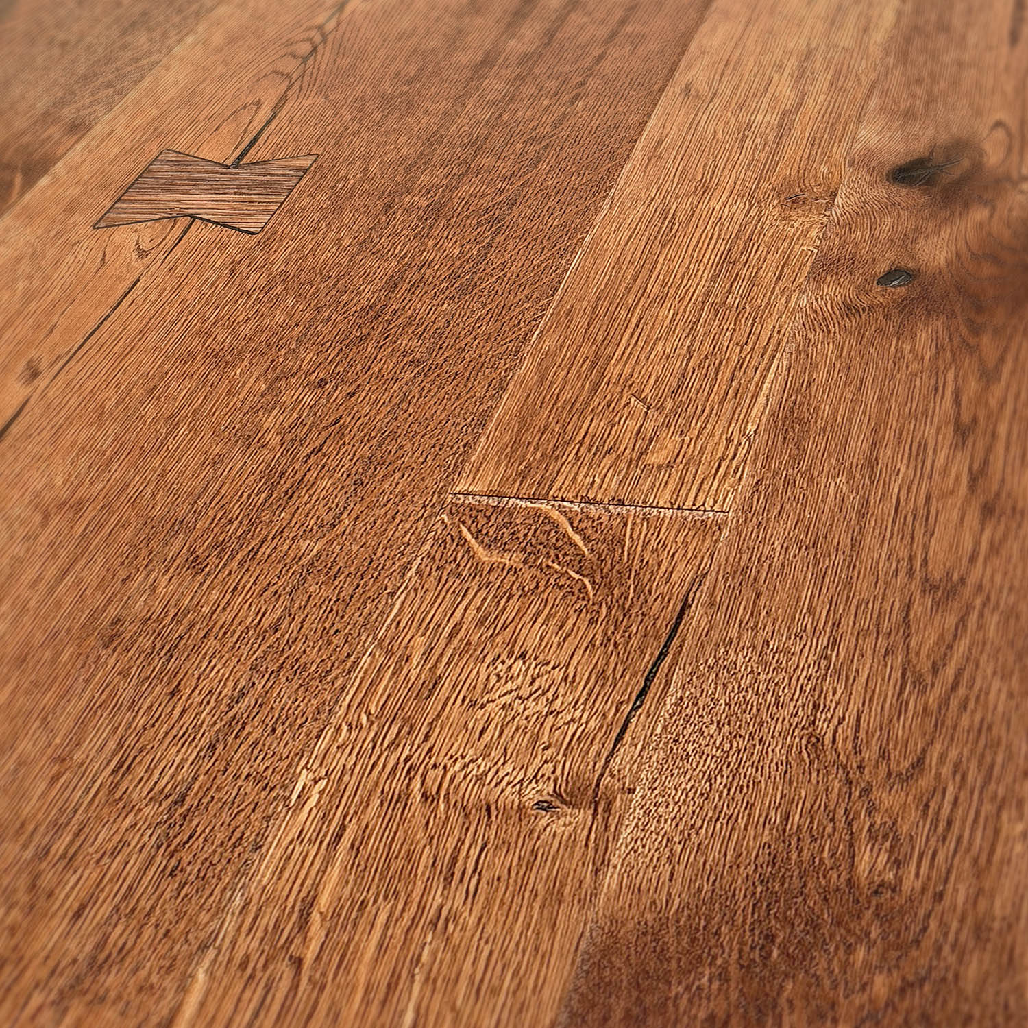 Greystone - Mixed Width Rustic-Grade Cobbled Edged Oak