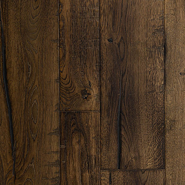 Mixed width engineered oak with tongue and groove, skipsawn and distressed surface treatment