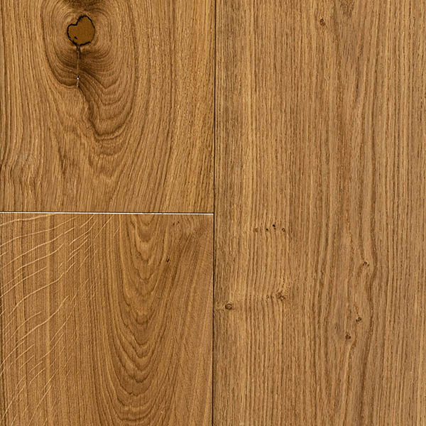 Honey coloured plank wood floor made from European natural grade oak