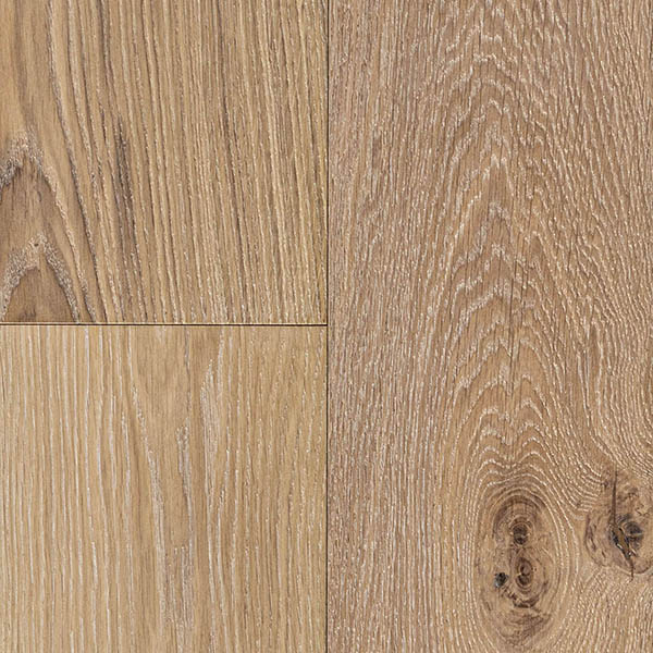 Light coloured plank wood floor with brushed surface made from tongue and groove engineered oak
