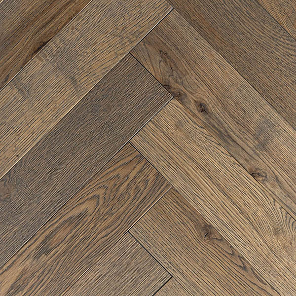 Engineered herringbone wood floor made from rustic grade European oak