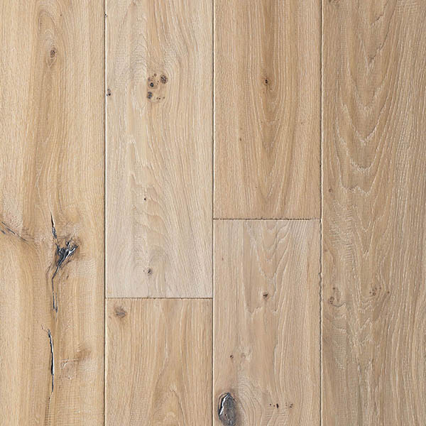 Brushed and distressed plank wood floor for unfinished surface made from rustic grade engineered oak