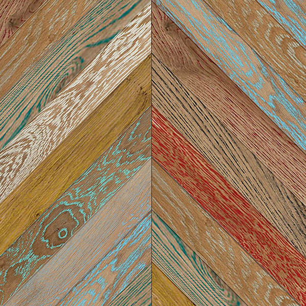 Mixed colour chevron wood floor made from natural grade European oak
