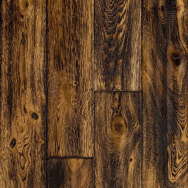 Reclaimed effect plank wood floor made from European grade oak with hand worked surface treatment