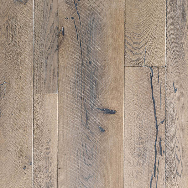 Light coloured random width floor made from rustic grade engineered oak