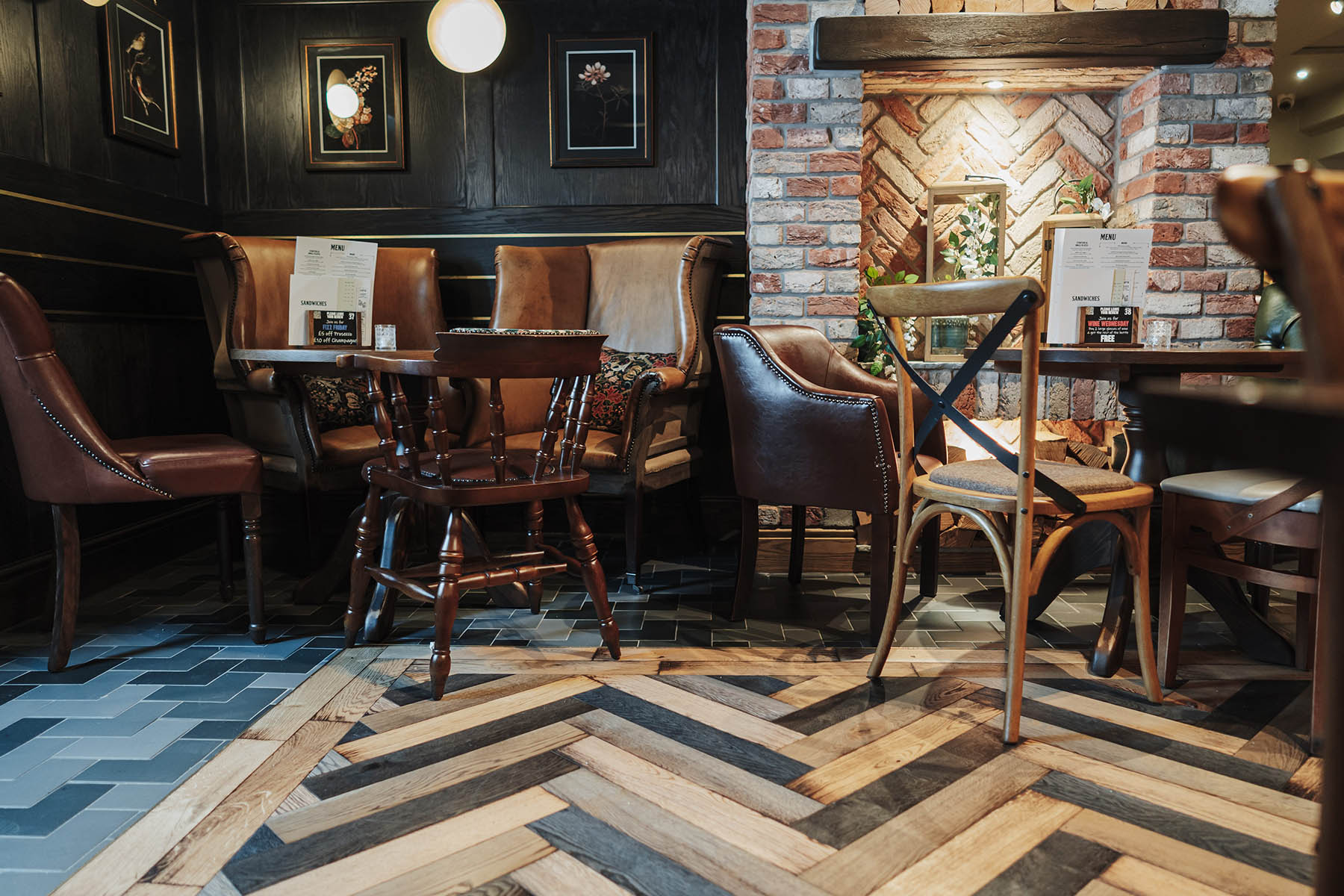 Lowfield Lane herringbone oak flooring with bespoke colour mix inspired by Artisan Collection