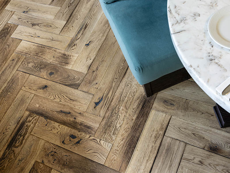 Rustic Herringbone Wood Flooring Project