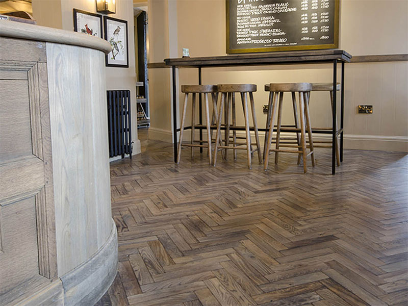 Rustic Herringbone Wood Flooring Project